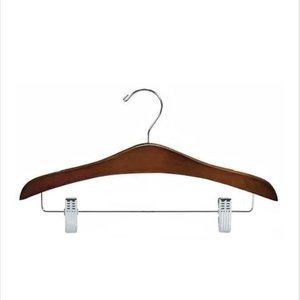 Decorative Wooden Suit Hanger w/Clips (Walnut/Chrome) - Bundle of 20